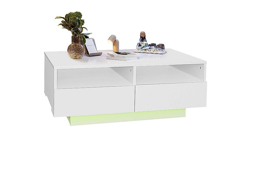 Merax Couchtisch mit Schubladen und Stauraum inkl. LED, Wohnzimmertisch hoc günstig online kaufen