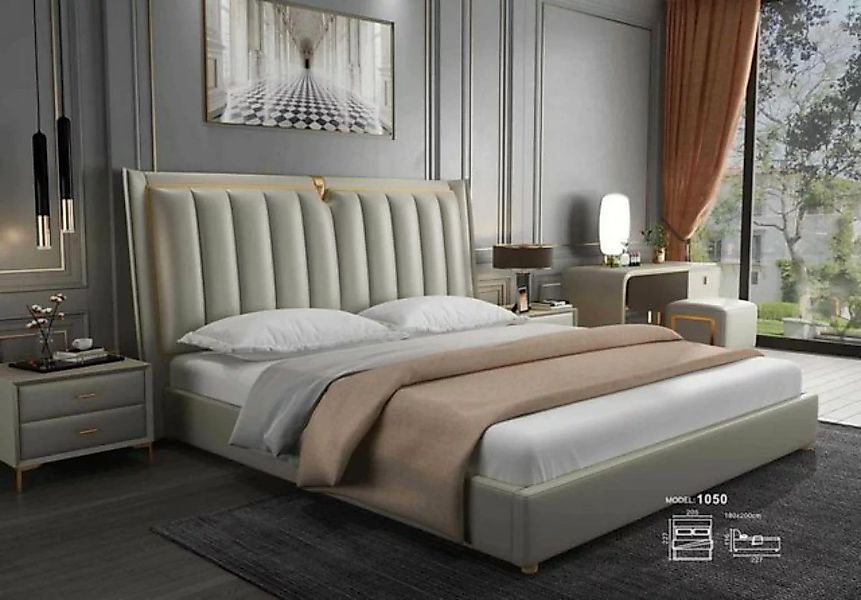 JVmoebel Bett, Luxus Bett Polsterbett Leder Gestell Schlafzimmer Betten 180 günstig online kaufen