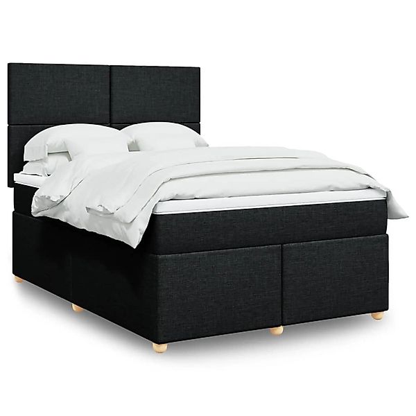 vidaXL Boxspringbett mit Matratze Schwarz 160x200 cm Stoff 3293626 günstig online kaufen