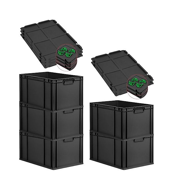 PROREGAL SparSet 5x Eurobox Nextgen Grip Mit Auflagedeckel Und Grünen Versc günstig online kaufen