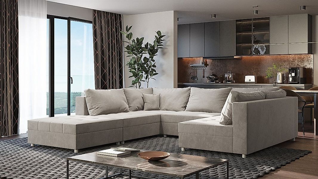 Fun Möbel Wohnlandschaft Sofa U-Form ANDRO, Inkl. Schlaffunktion, Bettkaste günstig online kaufen