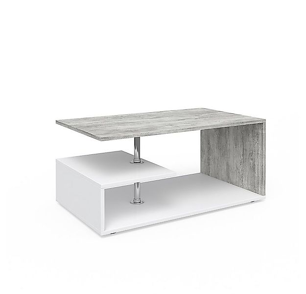 Vicco Couchtisch Guillermo, Weiß/Beton, 91 x 52,6 cm günstig online kaufen