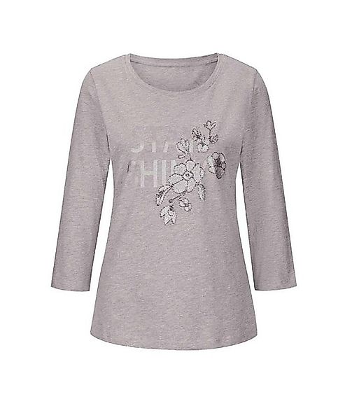 heine Print-Shirt LINEA TESINI Damen Designer-Shirt m. Zierperlen, steingra günstig online kaufen
