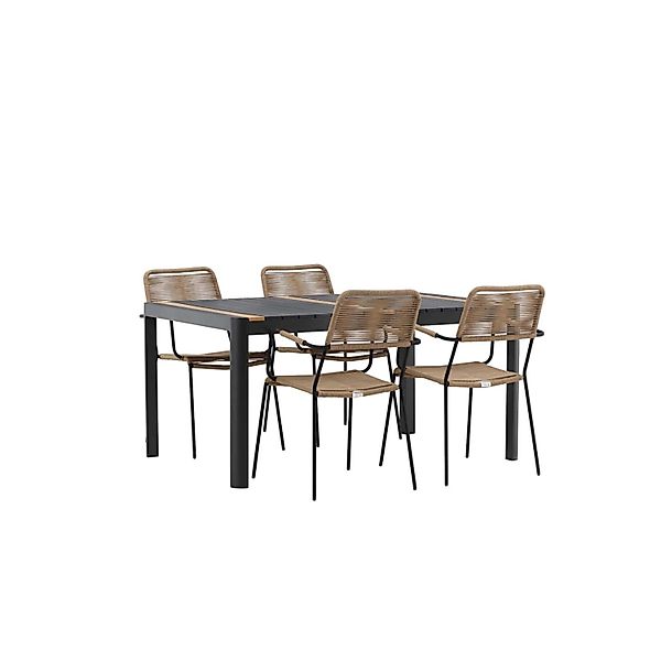 ebuy24 Togo Gartenset Tisch 90x150cm Schwarz 4 Stühle Lindos Braun günstig online kaufen