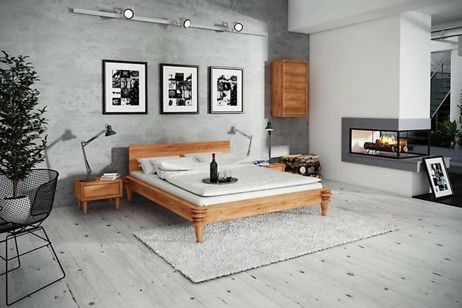 Natur24 Einzelbett Bett Haris Kernbuche massiv 90x200cm mit Holzkopfteil un günstig online kaufen