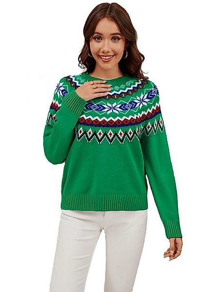 YRIIOMO Strickpullover Stylischer Strickpullover mit Retro Jacquard Design, günstig online kaufen
