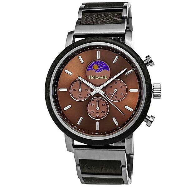 Holzwerk Chronograph BRAKE Herren Edelstahl & Holz Armband Uhr, Mondphase, günstig online kaufen