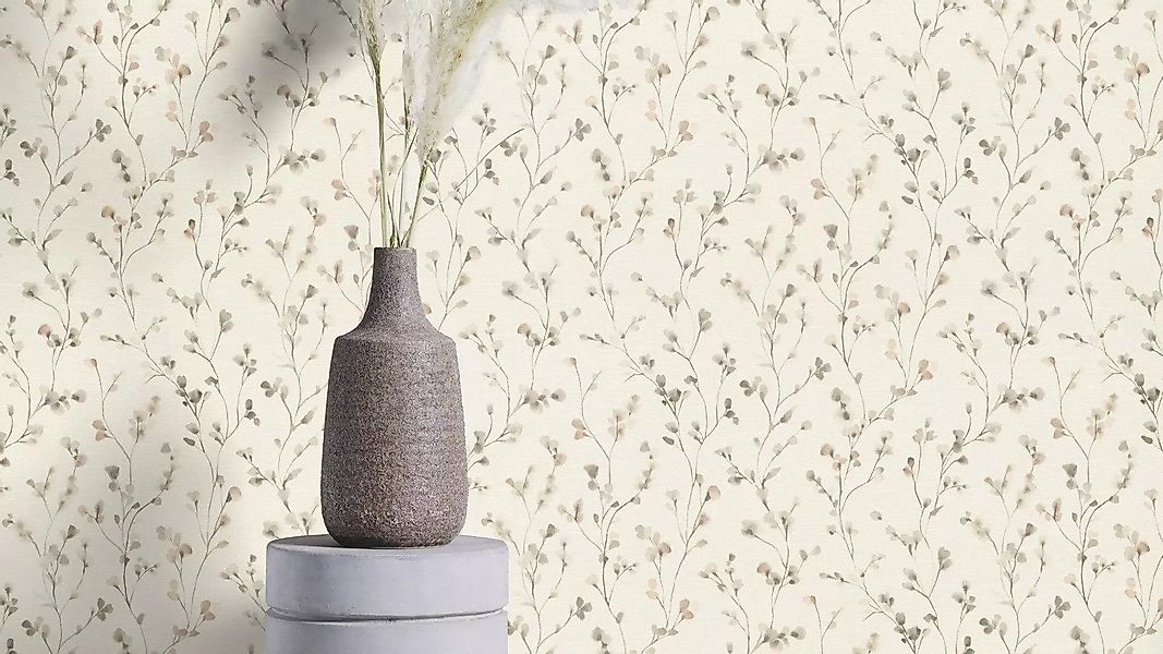 Rasch Vliestapete Aquarelloptik Blattmuster Creme Beige günstig online kaufen