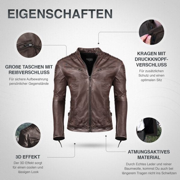 PAULGOS Lederjacke Herren Jacke Übergangsjacke Biker günstig online kaufen