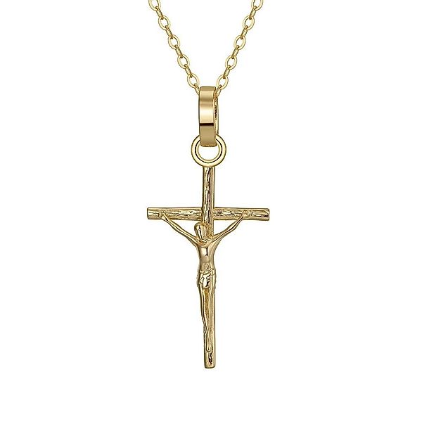 Runde Perlé Silberkette handgefertigt zarte Kette mit Kruzifix, Kreuz Anhän günstig online kaufen