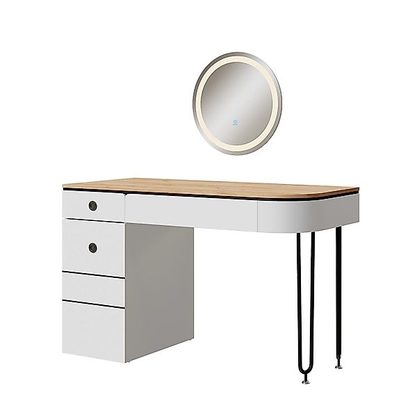 Vicco Schminktisch Mia, Weiß/Naturholz, 120 cm günstig online kaufen