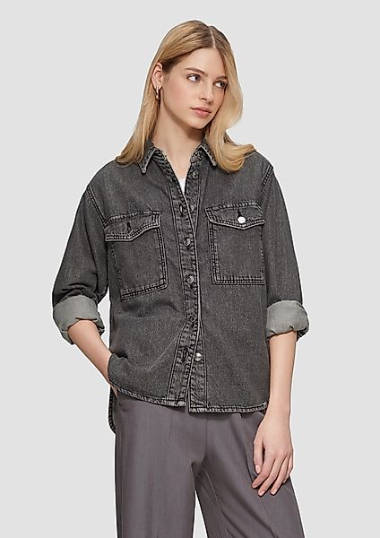 QS Langarmbluse Denim-Overshirt Waschung günstig online kaufen