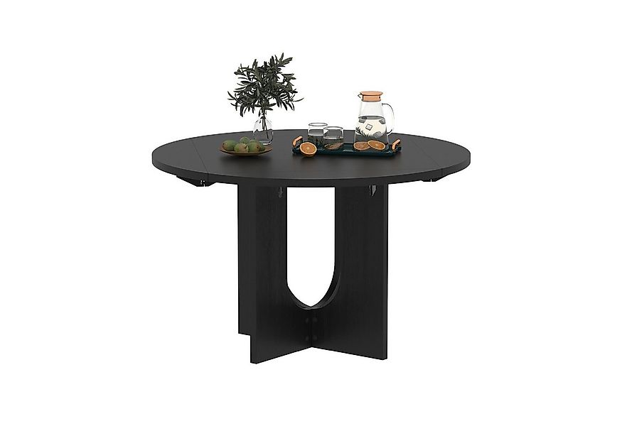 FUFU&GAGA Küchentisch Runder Esstisch mit klappbaren Platten, Schwarz, MDF, günstig online kaufen