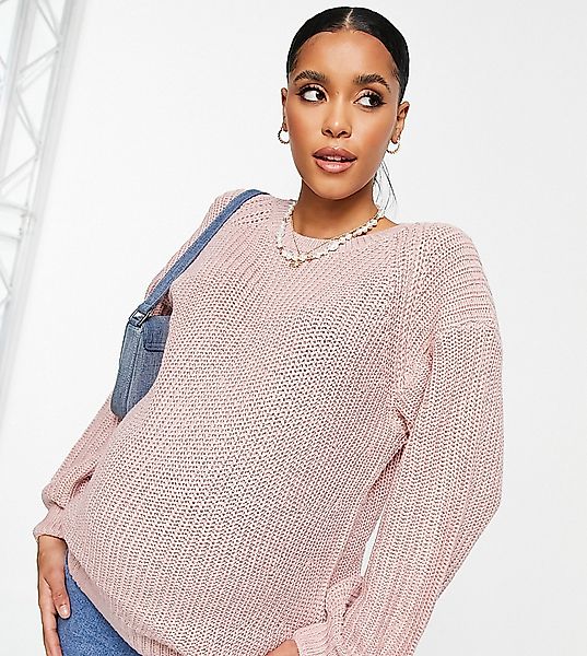New Look Maternity – Pullover in Hellrosa mit voluminösen Ärmeln günstig online kaufen