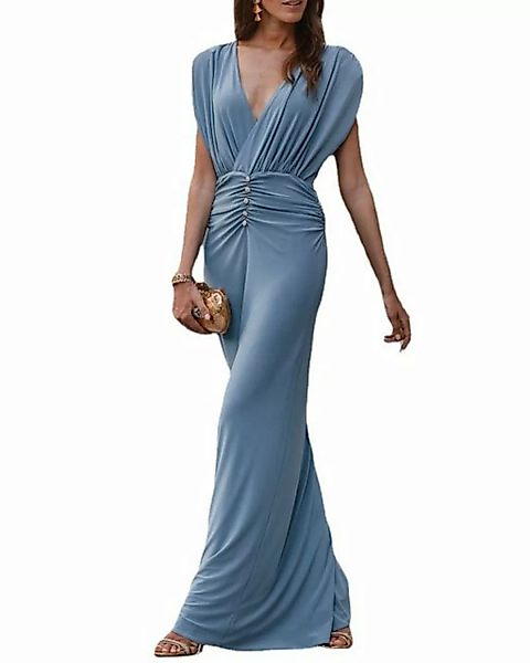 KIKI Strandkleid Elegantes, blaues Abendkleid mit langem Rock und hoher Tai günstig online kaufen