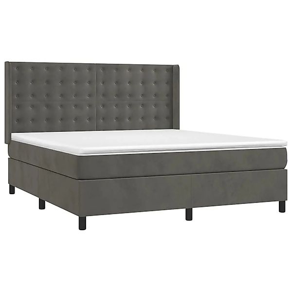 vidaXL Boxspringbett mit Matratze Dunkelgrau 180x200 cm Samt 3132934 günstig online kaufen