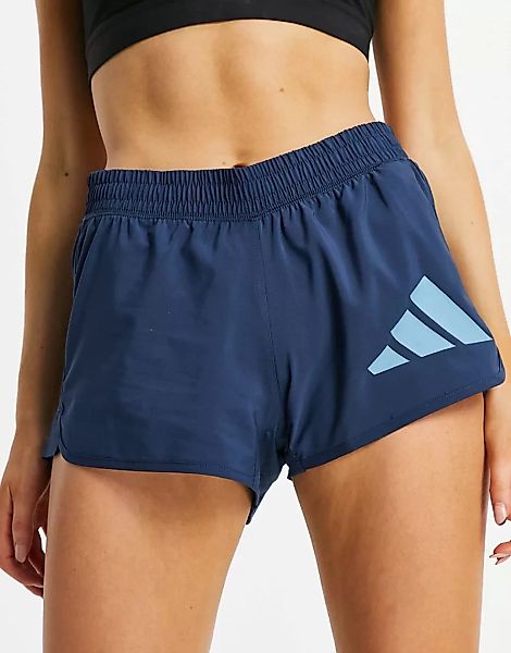 adidas – Training – Gewebte Shorts mit 3-Streifen-Logo in Blau günstig online kaufen