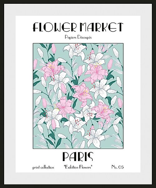 queence Bild »Flowermarket«, (1 St.), HD Premium Poster-Druck inkl. Holzrah günstig online kaufen