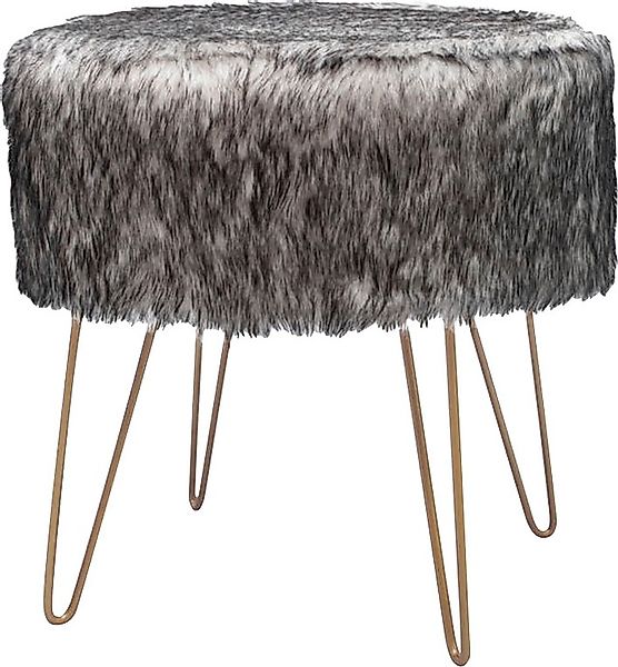 Kayoom Hocker »Mio 1, Fellhocker in modernem Design, runde Form mit Metallb günstig online kaufen
