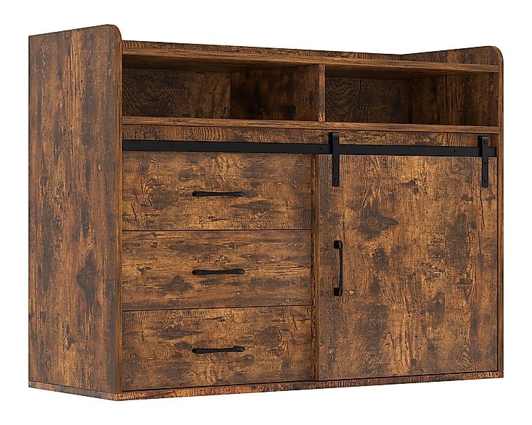 HOMAVO Sideboard HG1-L mit Schiebetüren & 4 Schubladen – 140 cm, FSC-zertif günstig online kaufen