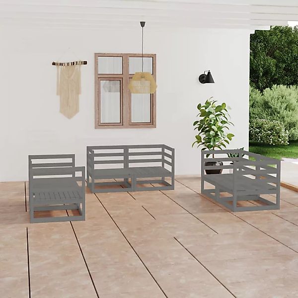 6-tlg. Garten-lounge-set Grau Kiefer Massivholz günstig online kaufen