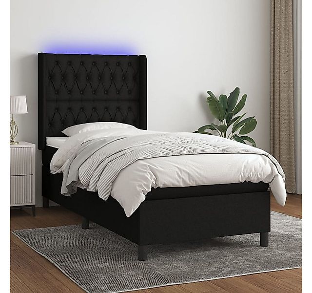 vidaXL Boxspringbett Boxspringbett mit Matratze LED Schwarz 100x200 cm Stof günstig online kaufen