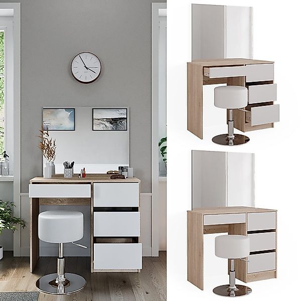 Vicco Schminktisch Sherry, Sonoma/Weiß, 90 cm günstig online kaufen