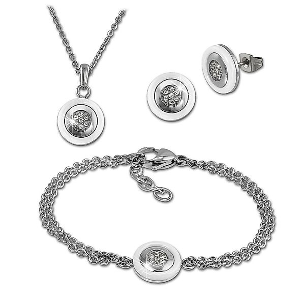 Amello Schmuckset Amello Edelstahlschmuckset Keramik Rund günstig online kaufen