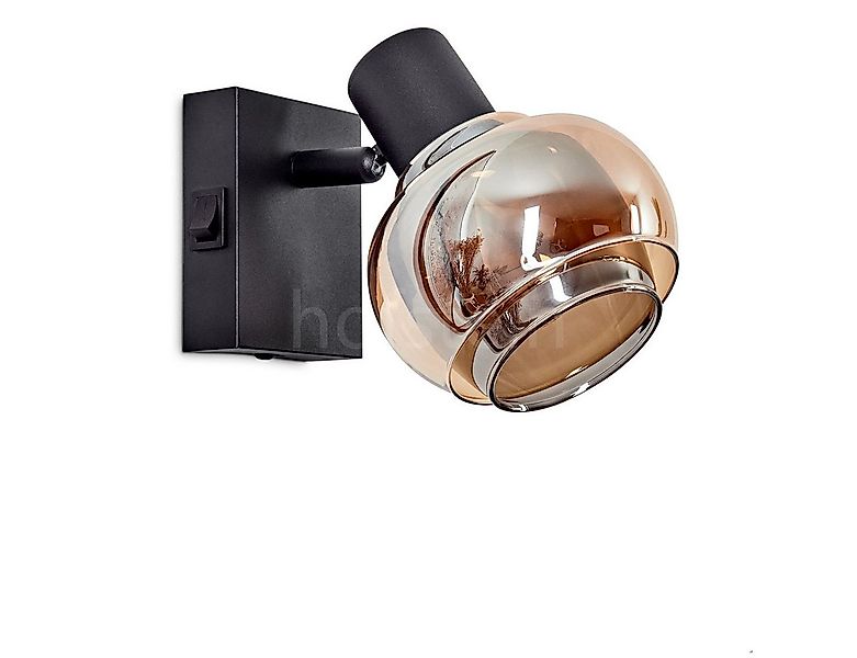 hofstein Wandleuchte moderne Wandlampe aus Metall/Glas in Schwarz/Rauch-/Be günstig online kaufen