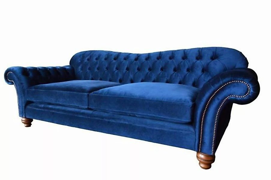 JVmoebel Sofa Luxus Blauer Chesterfield Dreisitzer Sofa 3 Sitzer Wohnzimmer günstig online kaufen