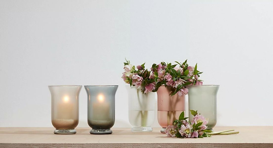 Windlicht Tischdekoration Glas Vase Pastell H 20 cm Weiß günstig online kaufen
