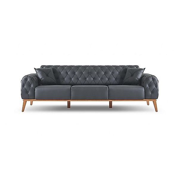 JVmoebel 3-Sitzer Schwarzer Chesterield 3-Sitzer Luxuriöse Arbeitszimmer Ku günstig online kaufen