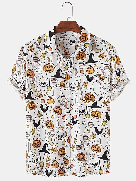 Herren Halloween Kürbis Cartoon lustige Party Kurzarm Shirts günstig online kaufen