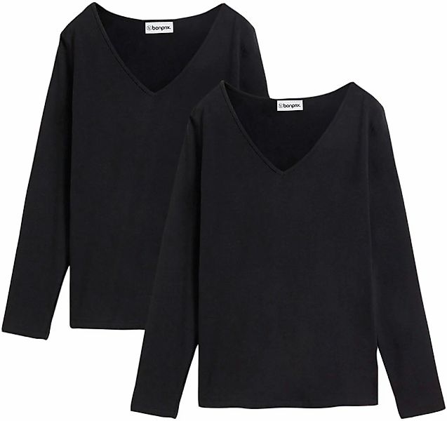 bonprix Langarmshirt "Figurbetontes Langarmshirt (2er Pack)" Packung, 2 Stk günstig online kaufen