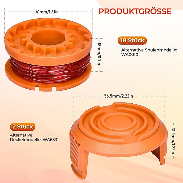 PRIISF Trimmerfaden 20Pack Rasentrimmer Spule Spulenmodell günstig online kaufen