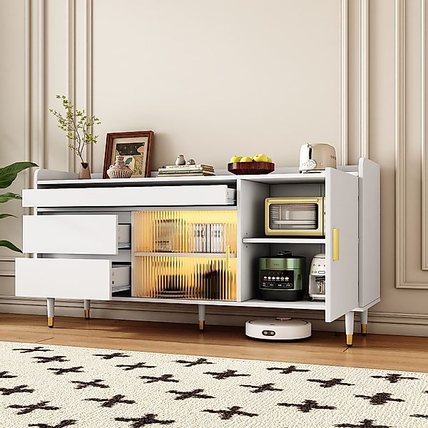 Flieks Sideboard mit Glasschiebetüren und LED-Beleuchtung günstig online kaufen