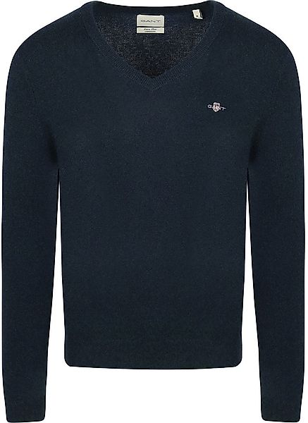 Gant Pullover V-Ausschnitt Wool Blend Navy Melange - Größe 3XL günstig online kaufen