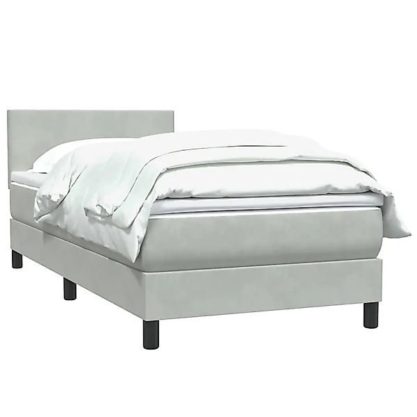 vidaXL Boxspringbett mit Matratze Hellgrau 90x220 cm Samt 3316047 günstig online kaufen