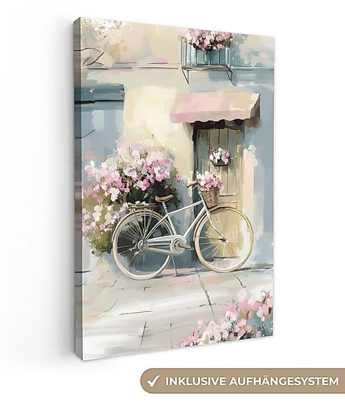 OneMillionCanvasses® Leinwandbild Fahrrad - Pastellfarben - Blumen, Fotodru günstig online kaufen