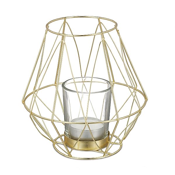 relaxdays Teelichthalter Geometrischer Teelichthalter, Gold günstig online kaufen