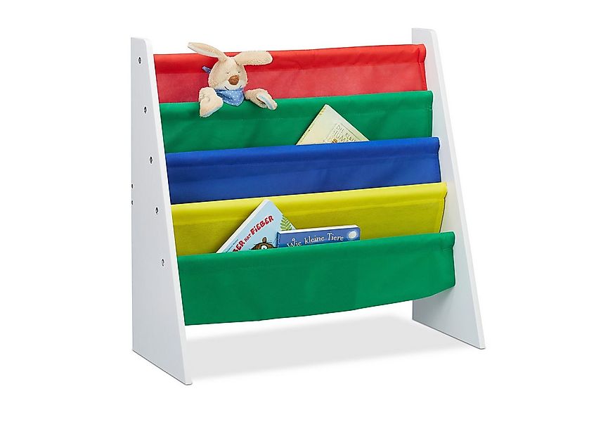 relaxdays Kinderregal Bücherregal für Kinder mit Stofffächern günstig online kaufen