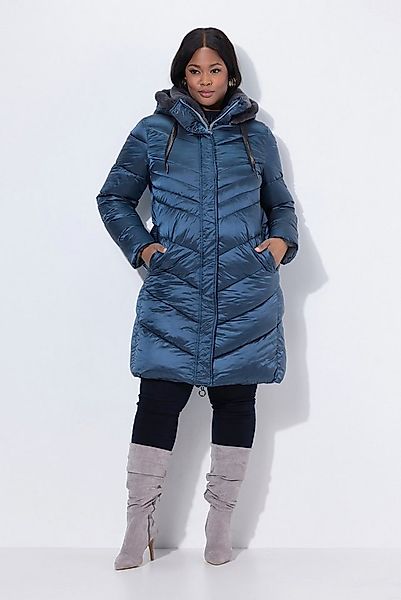 Ulla Popken Wintermantel HYPRAR Steppmantel Metallic-Optik Kunstfellbesatz günstig online kaufen