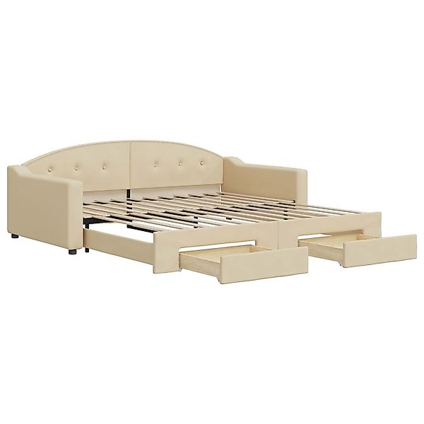 vidaXL Tagesbett Ausziehbar mit Schubladen Creme 100x200 cm Stoff1885874 günstig online kaufen