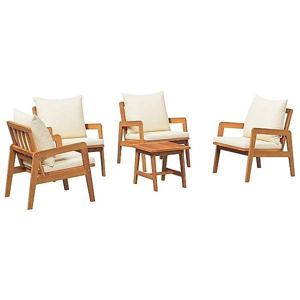 vidaXL Loungesofa 5-teilige Bistro-Sitzgruppe mit Kissen aus Massivholz, 5 günstig online kaufen