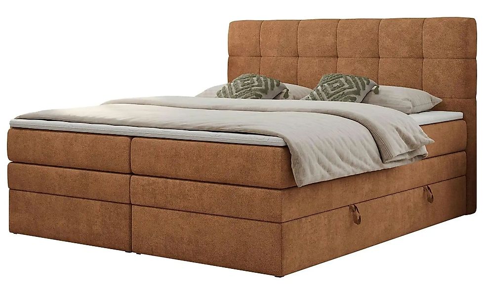 Boxspringbett mit Bettkasten Luka King ¦ orange ¦ Maße (cm): B: 120 H: 110 günstig online kaufen