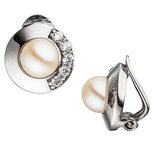 Schmuck Krone Paar Ohrclips Ohrclips mit Perlen & Zirkonia, 925 Silber, Sil günstig online kaufen