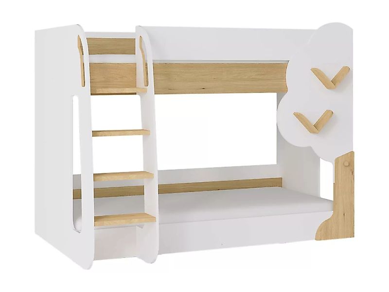 Etagenbett - 2 x 90 x 190 cm - Weiß & Holzfarben - PILATI günstig online kaufen