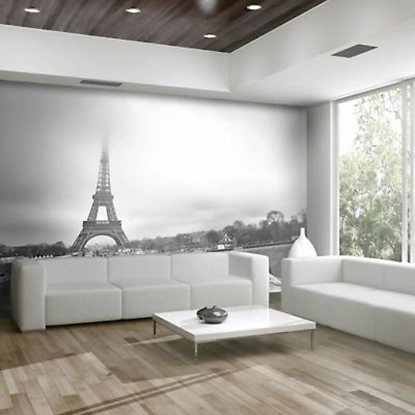 artgeist Fototapete Paris: Eiffelturm schwarz/weiß Gr. 400 x 309 günstig online kaufen