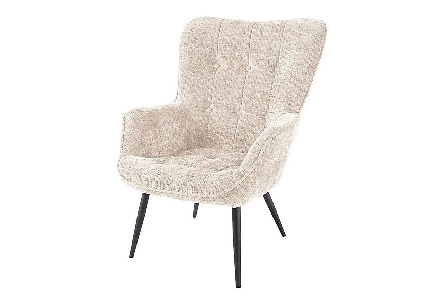 riess-ambiente Sessel SCANDINAVIA champagner/schwarz -Chenille, Metall, Arm günstig online kaufen