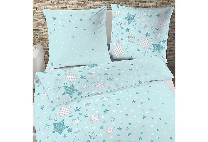 MTOnlinehandel Bettwäsche Sterne & Sternchen, 100 % Baumwolle, Biber, 2 tei günstig online kaufen